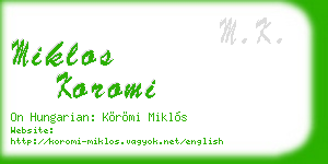 miklos koromi business card